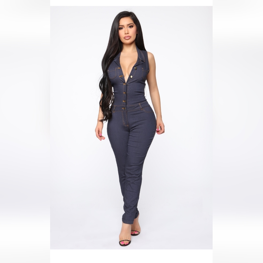 Fashion Nova Denim Jumpsuit NWT Size S